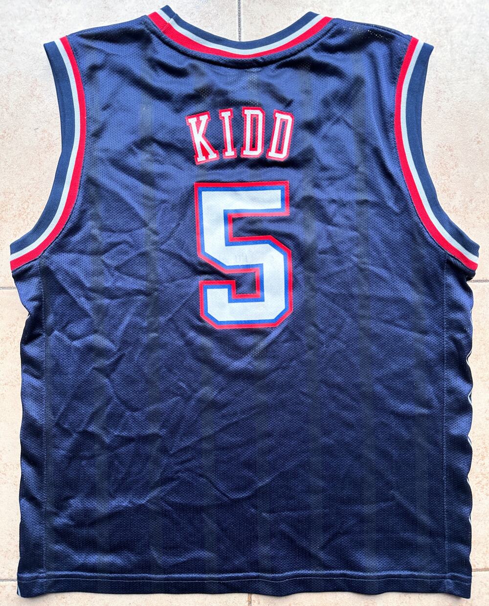 Jason KIDD #5 New Jersey Nets RBK Swingman yth L 14-16 navy NBA basketball vtg